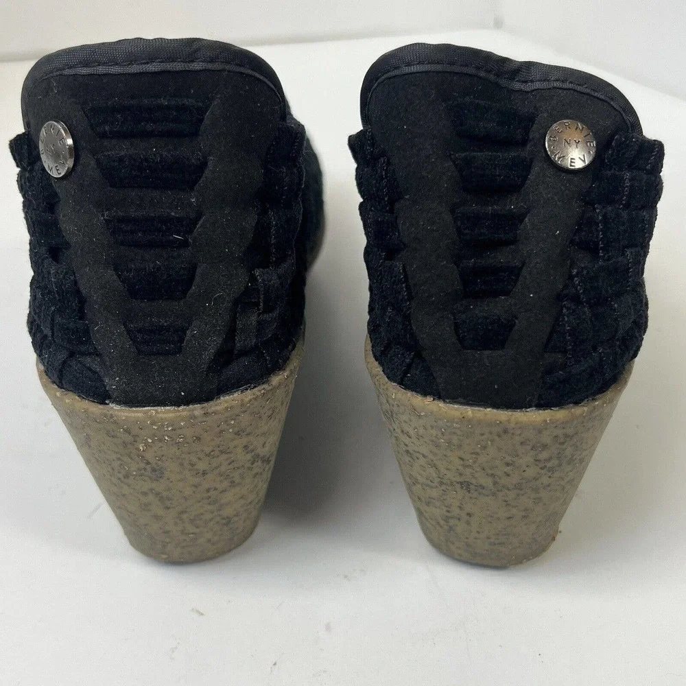 Bernie Mev Black Woven Chenille Slip On Wedge Shoes Booties Size 41 US 10